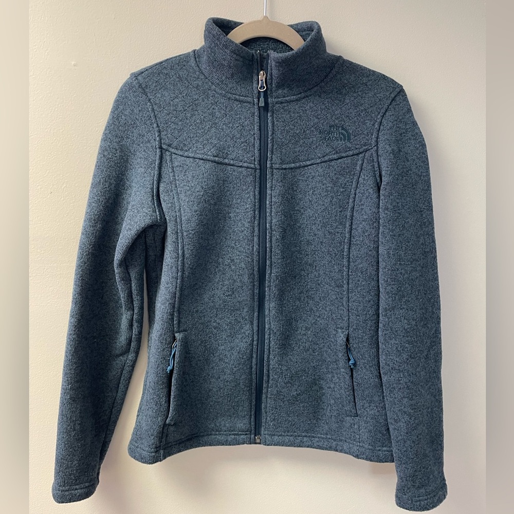 The North Face Fleece-Lined Full Zip Sweater Jacket with Quilted Details